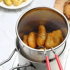 Deep Frying Pot 304 Stainless Steel Kitchen Fryer With Strainer Tempura Fryer Pan Chicken Fried Home Cooking Tools